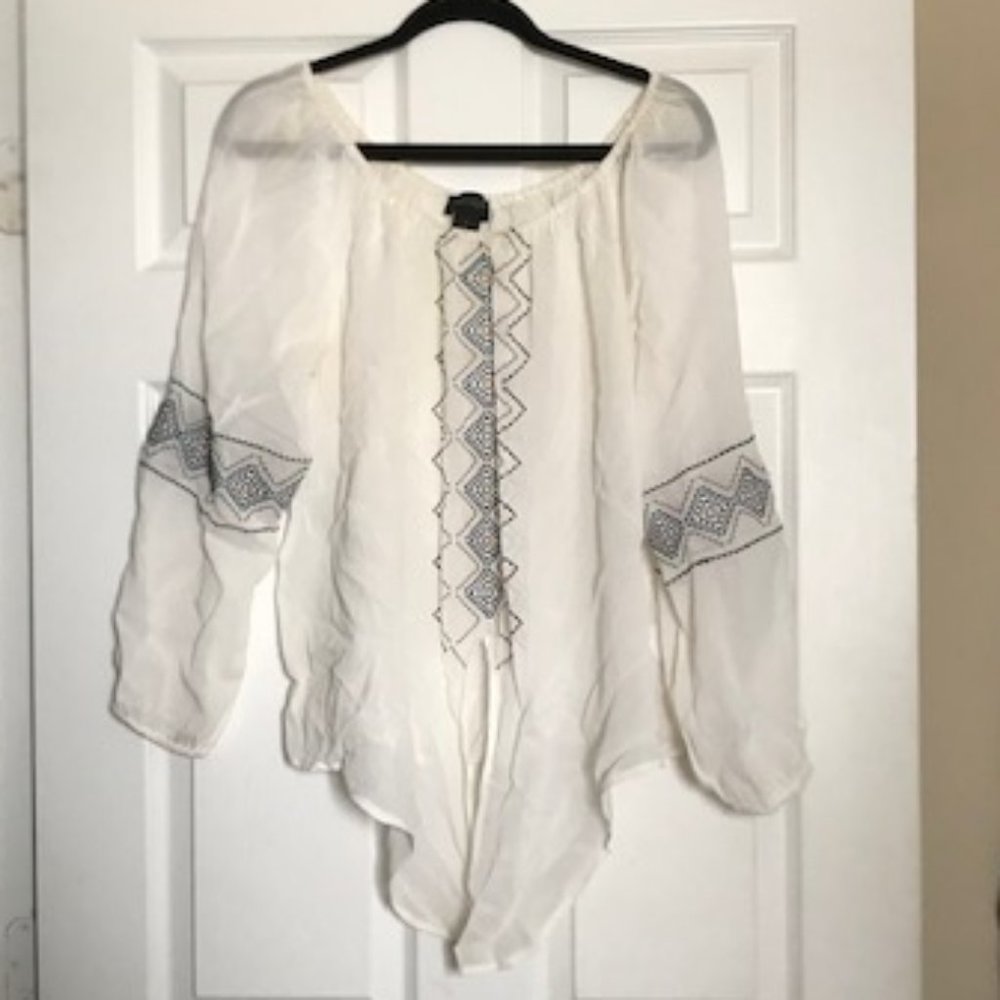 Karen Kane Lantern Sleeve Tie-Front Top
